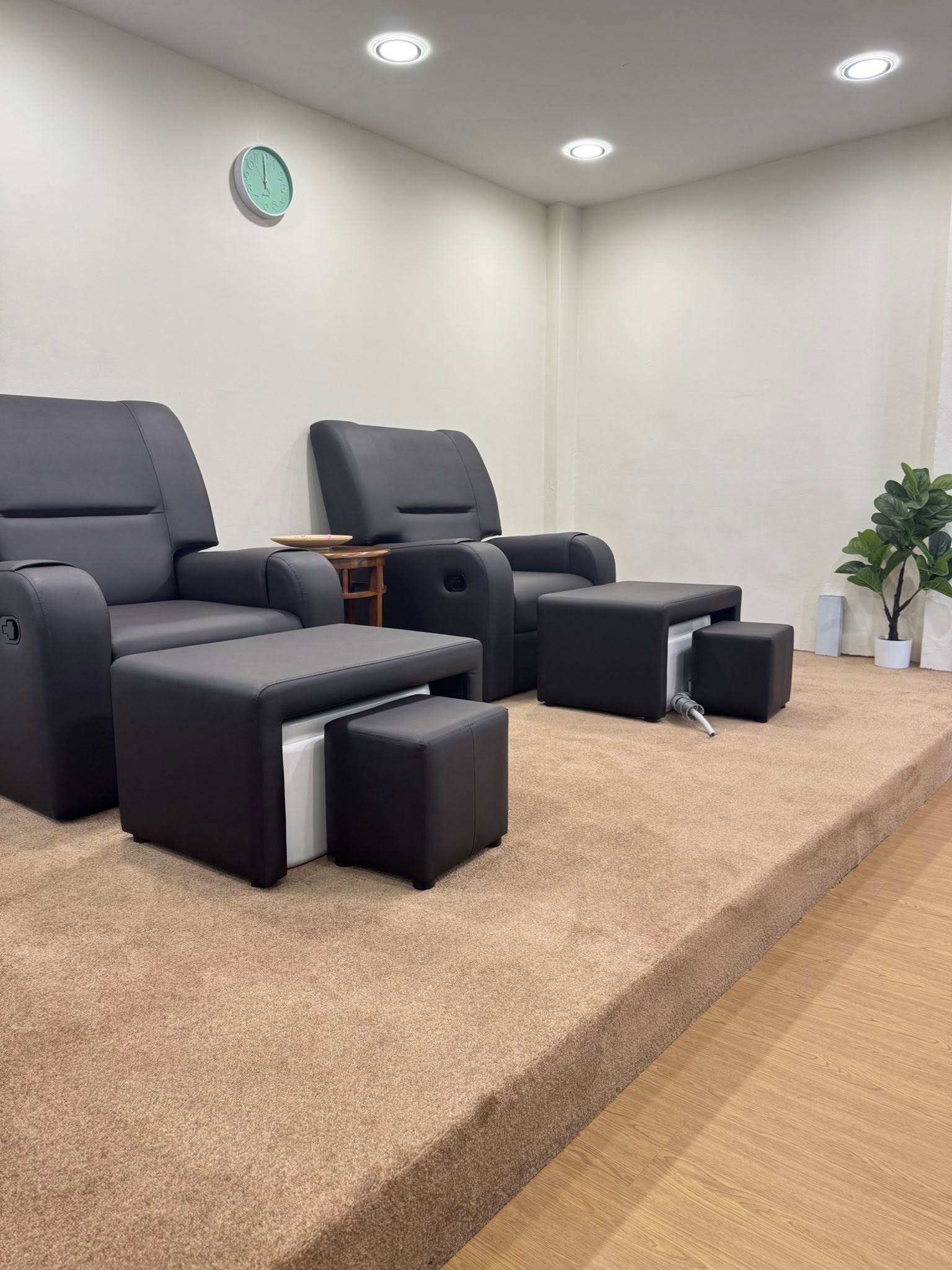 Comfortable foot therapy lounge area